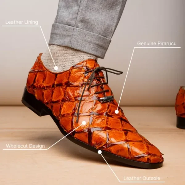 New Marco di Milano Olivieri Pirarucu Dress Oxfords Brandy