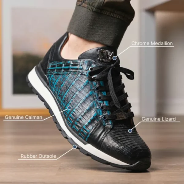 Store Marco di Milano Portici Caiman & Lizard Sneakers Blue Combo BlueCombo