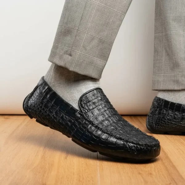 marco_di_milano_remo_caim_10.webp Clearance Marco di Milano Remo Caiman Crocodile Driving Shoes Black