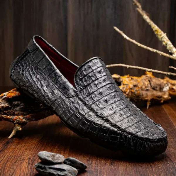 marco_di_milano_remo_caim_5.webp Clearance Marco di Milano Remo Caiman Crocodile Driving Shoes Black