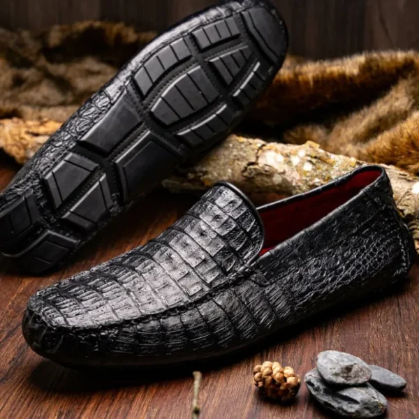 marco_di_milano_remo_caim_7.webp Clearance Marco di Milano Remo Caiman Crocodile Driving Shoes Black