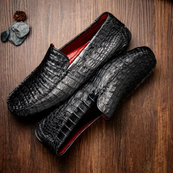 marco_di_milano_remo_caim_8.webp Clearance Marco di Milano Remo Caiman Crocodile Driving Shoes Black