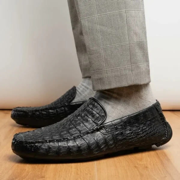 marco_di_milano_remo_caim_9.webp Clearance Marco di Milano Remo Caiman Crocodile Driving Shoes Black