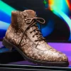 Clearance Marco di Milano Renzo Ostrich Lace Up Boots Stone Brown StoneBrown