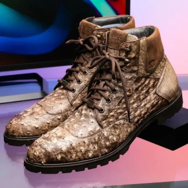 marco_di_milano_renzo_ost_9.webp Clearance Marco di Milano Renzo Ostrich Lace Up Boots Stone Brown StoneBrown