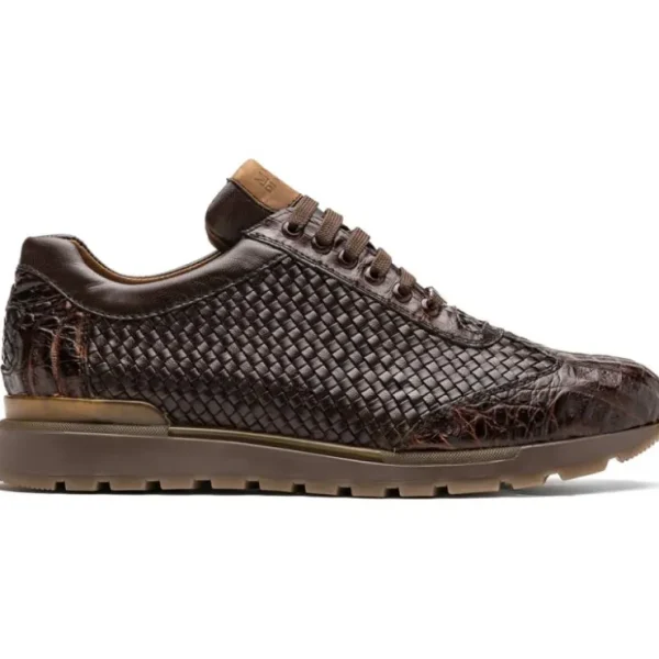 Outlet Marco di Milano Roma Caiman Crocodile Woven Sneakers Brown