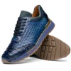 Hot Marco di Milano Roma Caiman Crocodile Woven Sneakers Navy