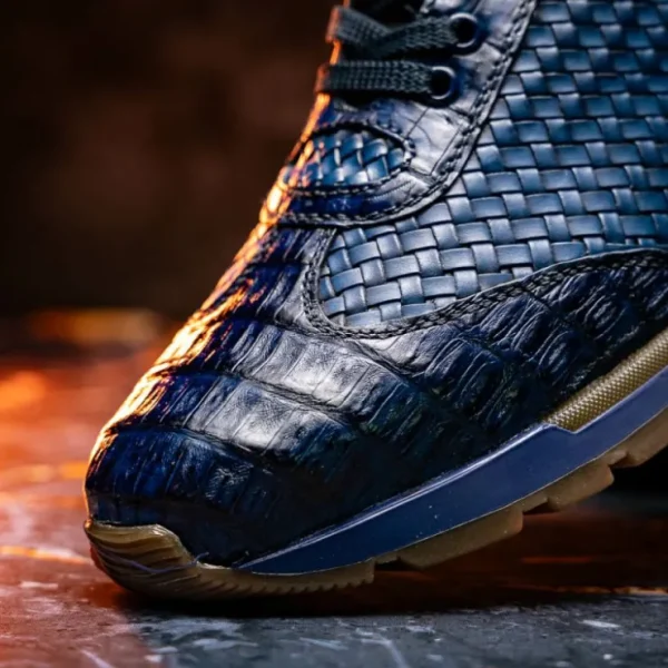 Hot Marco di Milano Roma Caiman Crocodile Woven Sneakers Navy