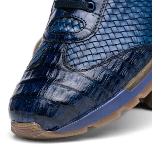 Hot Marco di Milano Roma Caiman Crocodile Woven Sneakers Navy