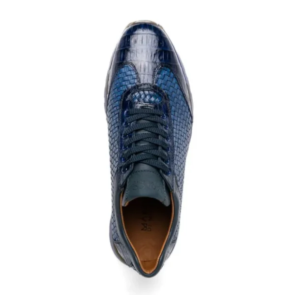 Hot Marco di Milano Roma Caiman Crocodile Woven Sneakers Navy