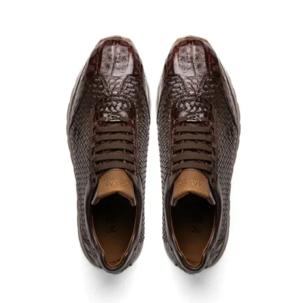 Outlet Marco di Milano Roma Caiman Crocodile Woven Sneakers Brown