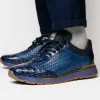 Hot Marco di Milano Roma Caiman Crocodile Woven Sneakers Navy