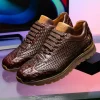 Outlet Marco di Milano Roma Caiman Crocodile Woven Sneakers Brown