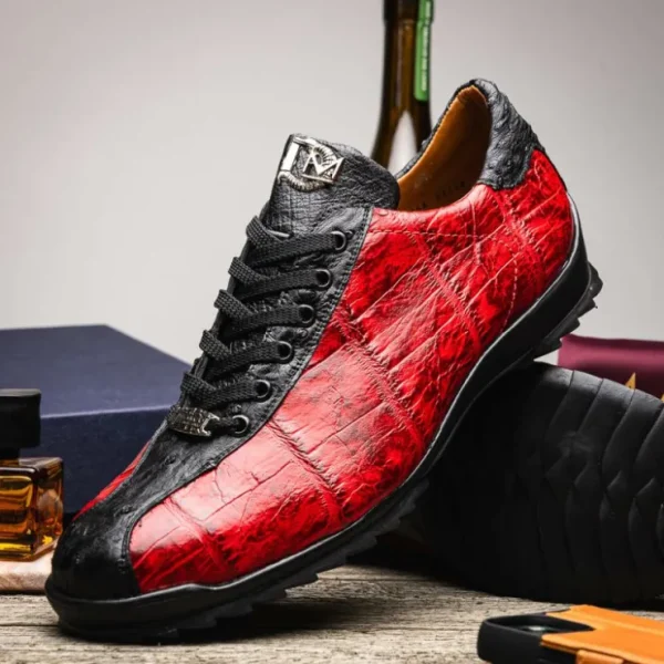 Cheap Marco di Milano Saulo Alligator & Ostrich Sneakers Red / Black