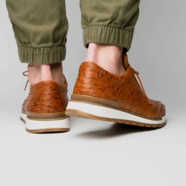 Flash Sale Marco di Milano Scanno Ostrich Quill Sneakers Antique Cognac AntiqueCognac