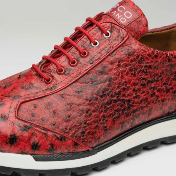 New Marco di Milano Scanno Ostrich Quill Sneakers Antique Red AntiqueRed