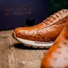 Flash Sale Marco di Milano Scanno Ostrich Quill Sneakers Antique Cognac AntiqueCognac