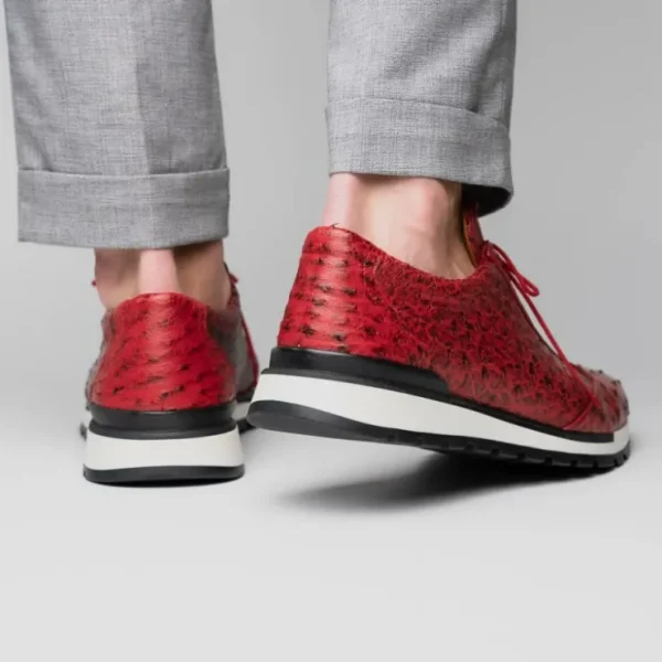New Marco di Milano Scanno Ostrich Quill Sneakers Antique Red AntiqueRed