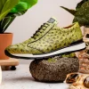 Sale Marco di Milano Scanno Ostrich Quill Sneakers Antique Green AntiqueGreen