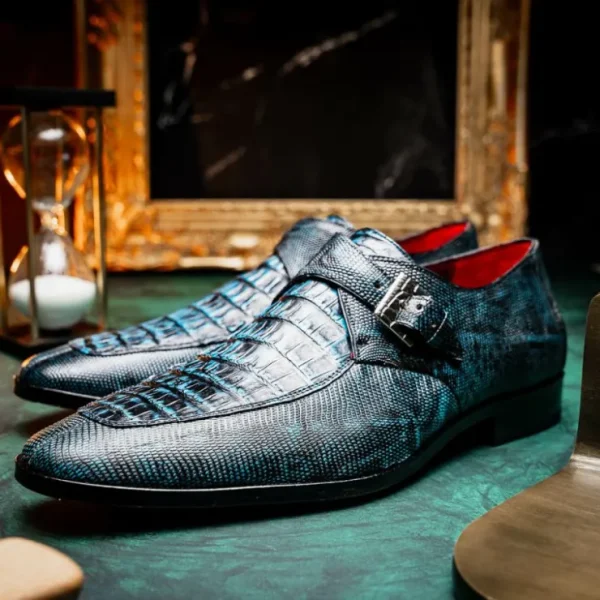 marco_di_milano_toluca_cr_7.webp Cheap Marco di Milano Toluca Crocodile & Lizard Monk Strap Blue / Black