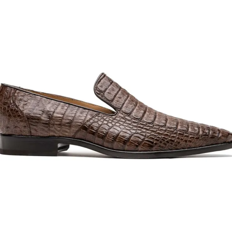 Hot Marco di Milano Trento Caiman Crocodile Loafers Brown
