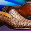 Hot Marco di Milano Trento Caiman Crocodile Loafers Brown