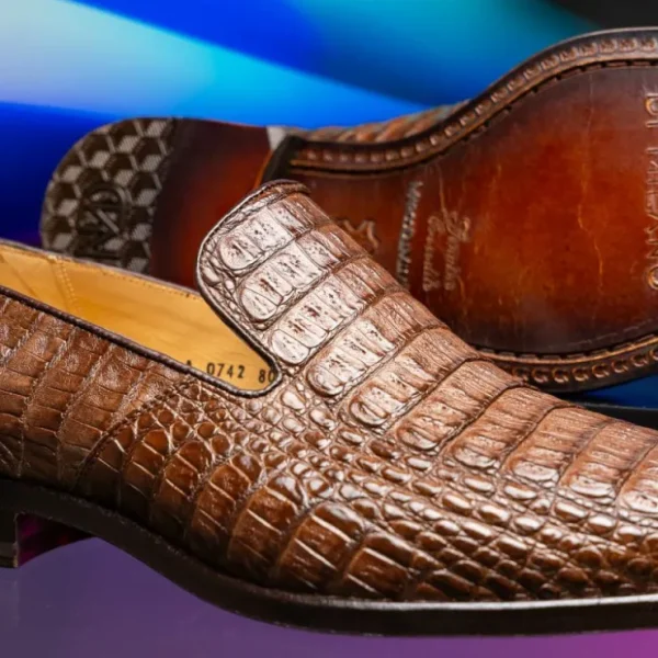 Hot Marco di Milano Trento Caiman Crocodile Loafers Brown