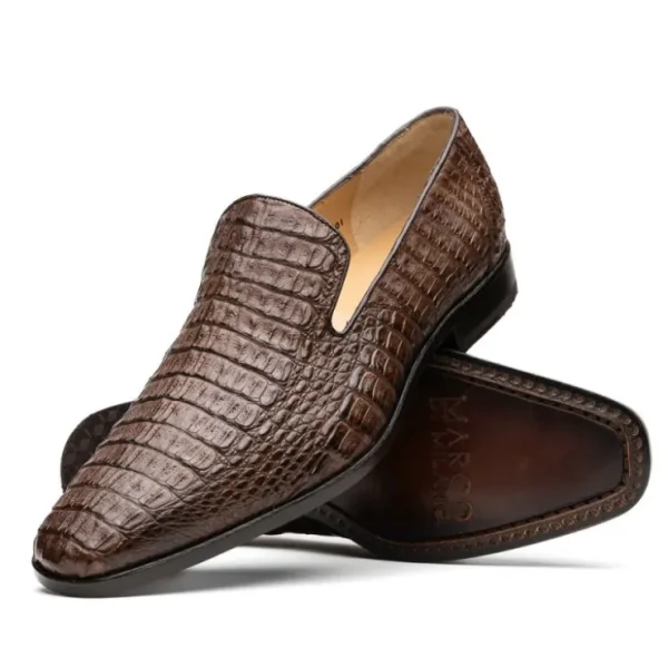 Hot Marco di Milano Trento Caiman Crocodile Loafers Brown