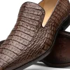 Hot Marco di Milano Trento Caiman Crocodile Loafers Brown