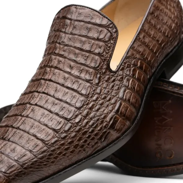 Hot Marco di Milano Trento Caiman Crocodile Loafers Brown