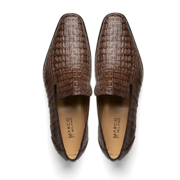 Hot Marco di Milano Trento Caiman Crocodile Loafers Brown