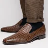 Hot Marco di Milano Trento Caiman Crocodile Loafers Brown