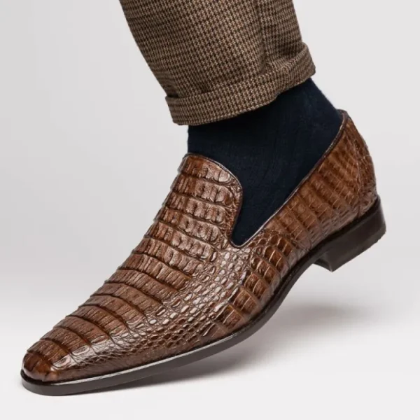 Hot Marco di Milano Trento Caiman Crocodile Loafers Brown