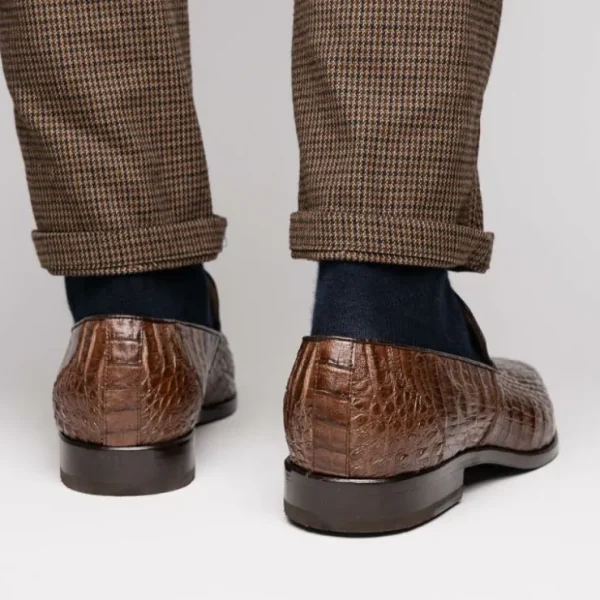 Hot Marco di Milano Trento Caiman Crocodile Loafers Brown