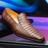 Hot Marco di Milano Trento Caiman Crocodile Loafers Brown