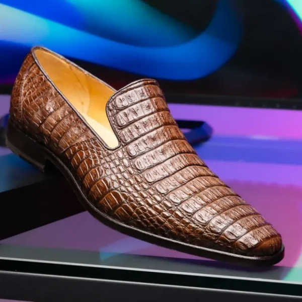Hot Marco di Milano Trento Caiman Crocodile Loafers Brown