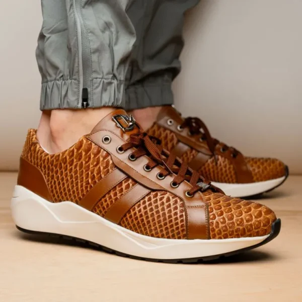 Sale Marco di Milano Verona Python & Calfskin Sneakers Honey
