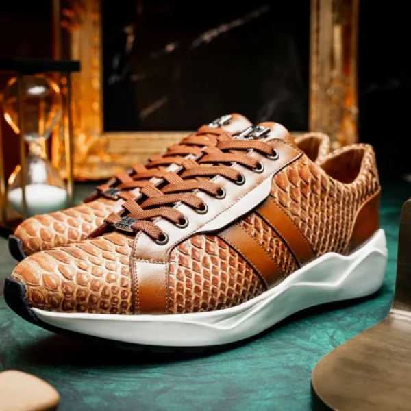 Sale Marco di Milano Verona Python & Calfskin Sneakers Honey