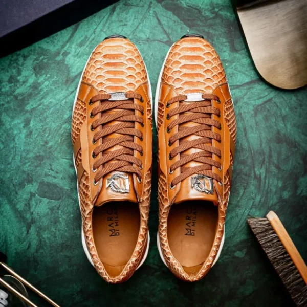 Sale Marco di Milano Verona Python & Calfskin Sneakers Honey