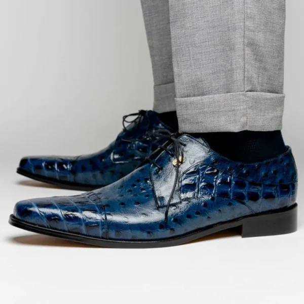 maseratti_assenzio__embos_14.webp Outlet Maseratti Assenzio 3012 Embossed Crocodile & Ostrich Derby Shoes Blue