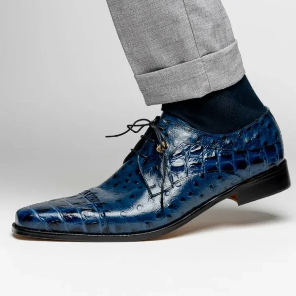 maseratti_assenzio__embos_15.webp Outlet Maseratti Assenzio 3012 Embossed Crocodile & Ostrich Derby Shoes Blue