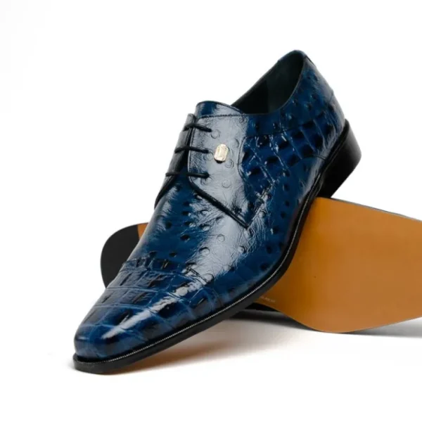 maseratti_assenzio__embos_6.webp Outlet Maseratti Assenzio 3012 Embossed Crocodile & Ostrich Derby Shoes Blue