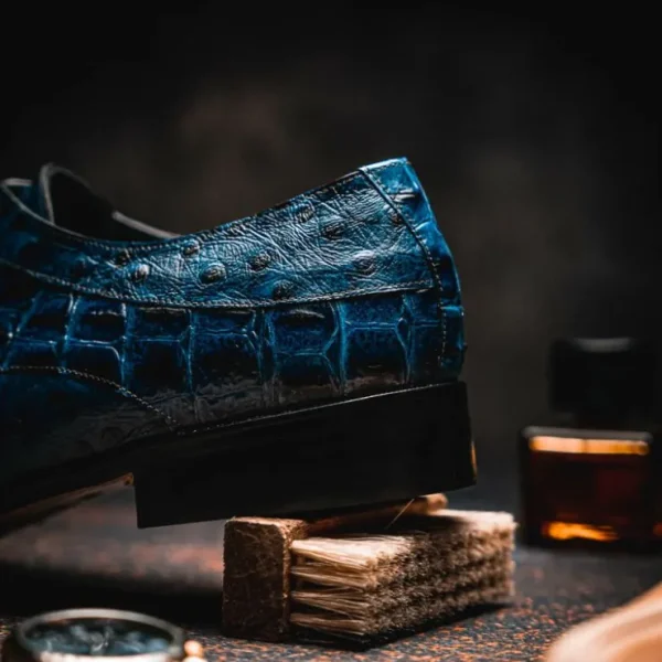 maseratti_assenzio__embos_9.webp Outlet Maseratti Assenzio 3012 Embossed Crocodile & Ostrich Derby Shoes Blue