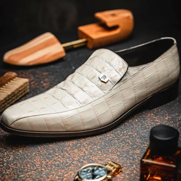 Store Maseratti Moda II 3008 Embossed Crocodile & Caiman Loafers Oryx