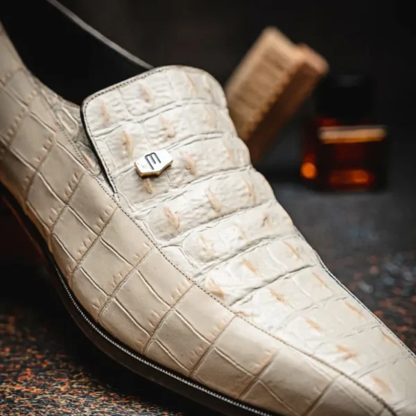 Store Maseratti Moda II 3008 Embossed Crocodile & Caiman Loafers Oryx