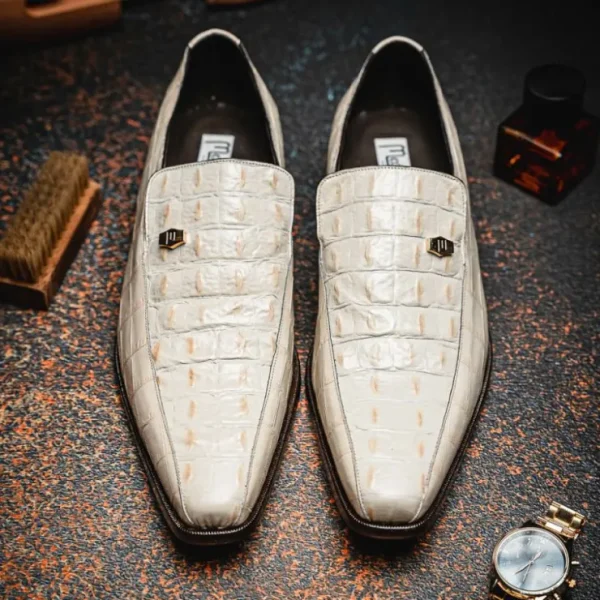 Store Maseratti Moda II 3008 Embossed Crocodile & Caiman Loafers Oryx