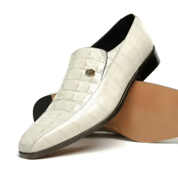 Store Maseratti Moda II 3008 Embossed Crocodile & Caiman Loafers Oryx