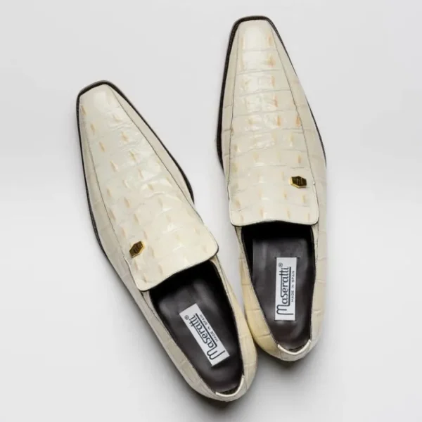 Store Maseratti Moda II 3008 Embossed Crocodile & Caiman Loafers Oryx