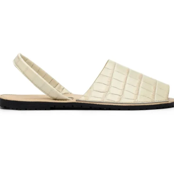 Shop Maseratti Naples Embossed Caiman Minorca Sandals Oryx