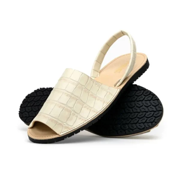 Shop Maseratti Naples Embossed Caiman Minorca Sandals Oryx